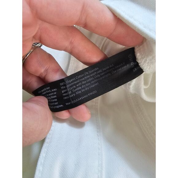 Eileen fisher sz 12 organic cotton blend cropped white unbleached jeans casual - Picture 6 of 10